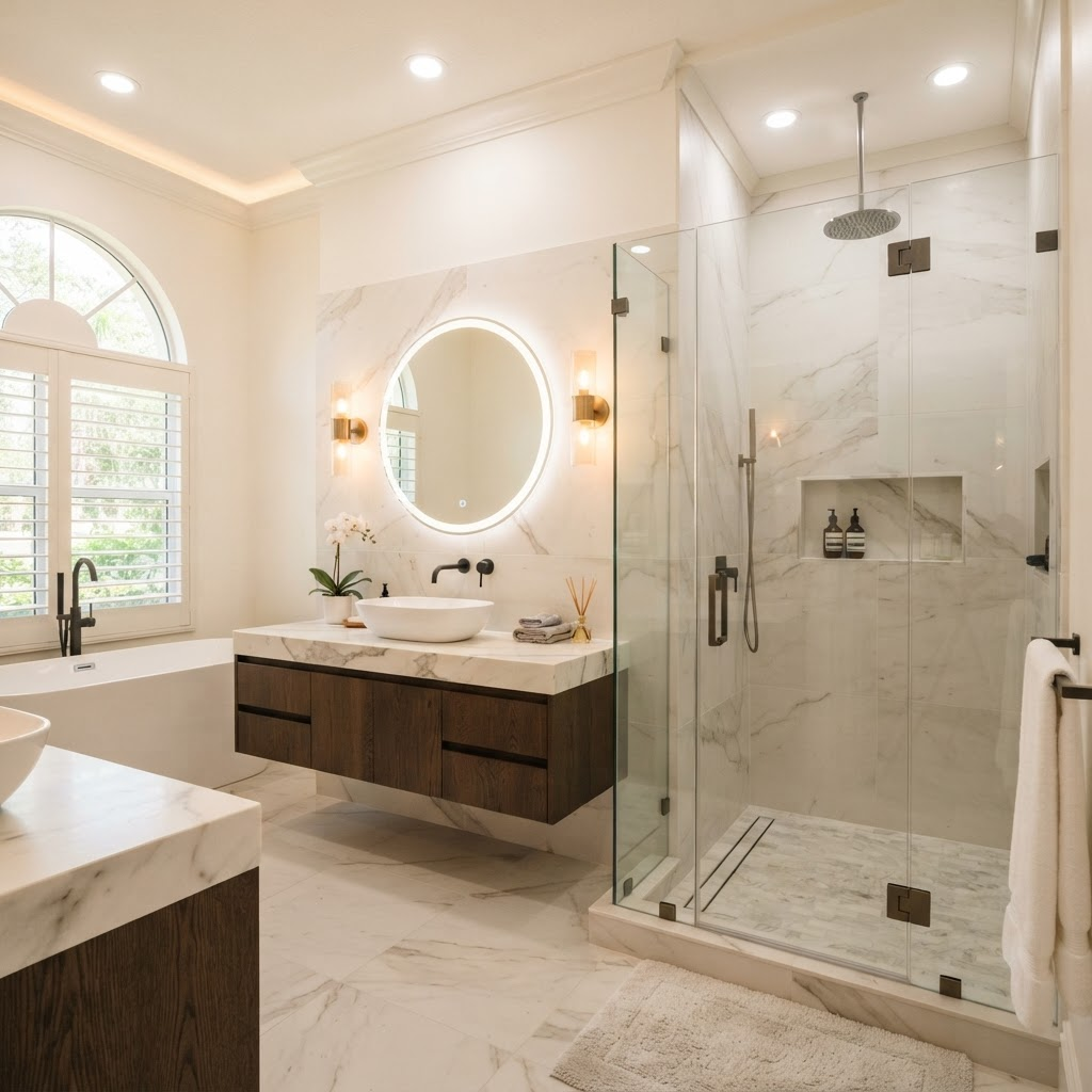 Completed bathroom remodel — the contractor you chose delivered the result